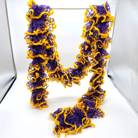 Handmade Purple and Yellow Ruffle Scarf- Brand New - Picture 1 of 2